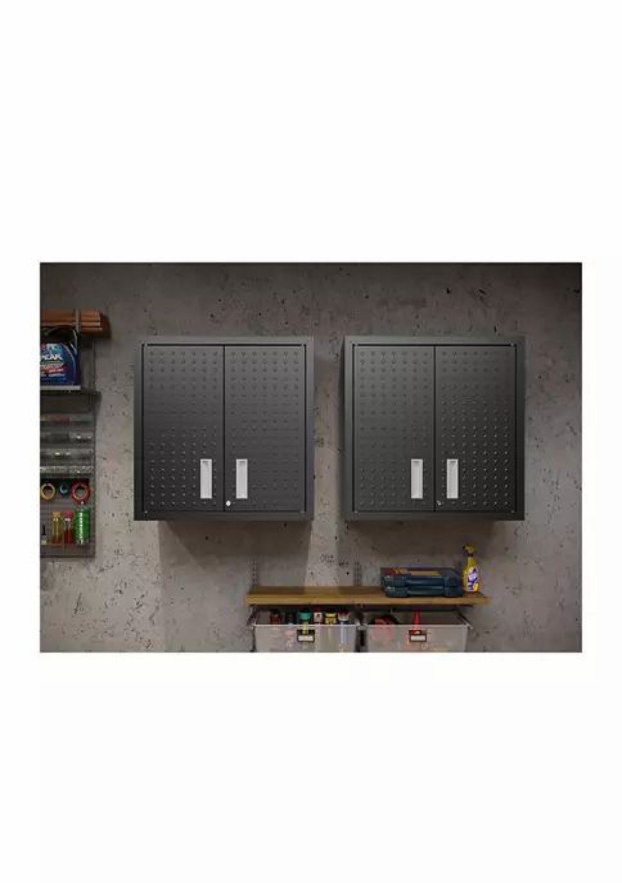 Furniture * | Top 10 Manhattan Comfort Fortress Floating Garage Cabinet Set Of 2