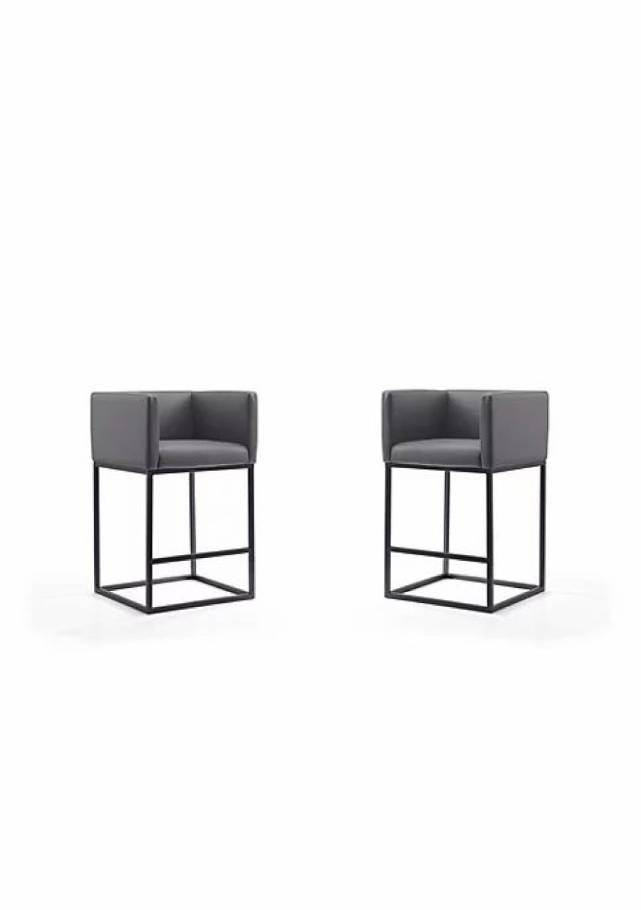 Furniture * | Buy Manhattan Comfort Embassy Counter Stool In And Black Grey