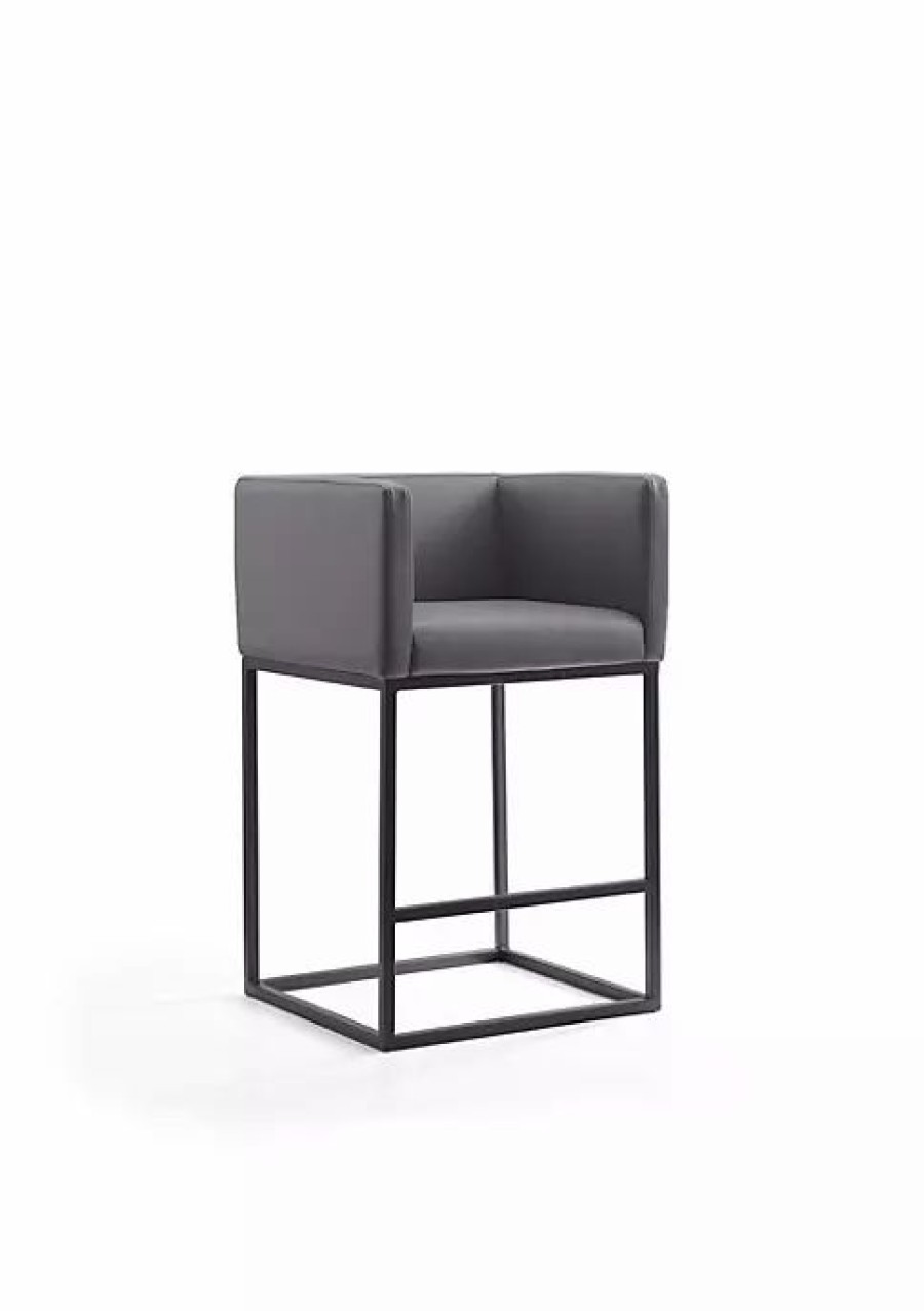 Furniture * | Buy Manhattan Comfort Embassy Counter Stool In And Black Grey