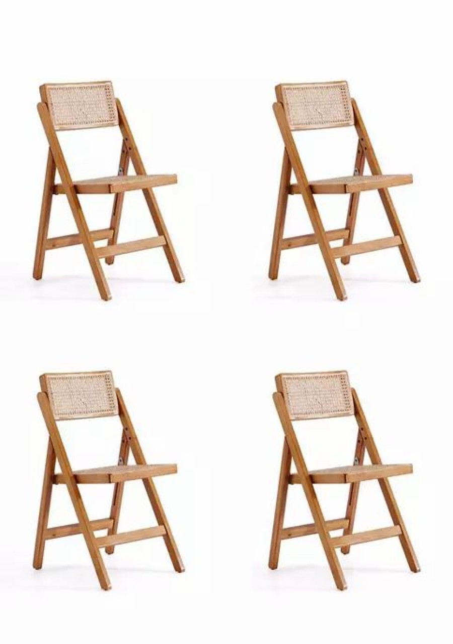 Dining Chairs * | Best Pirce Manhattan Comfort Pullman Cane Dining Folding Chair Set Of 4