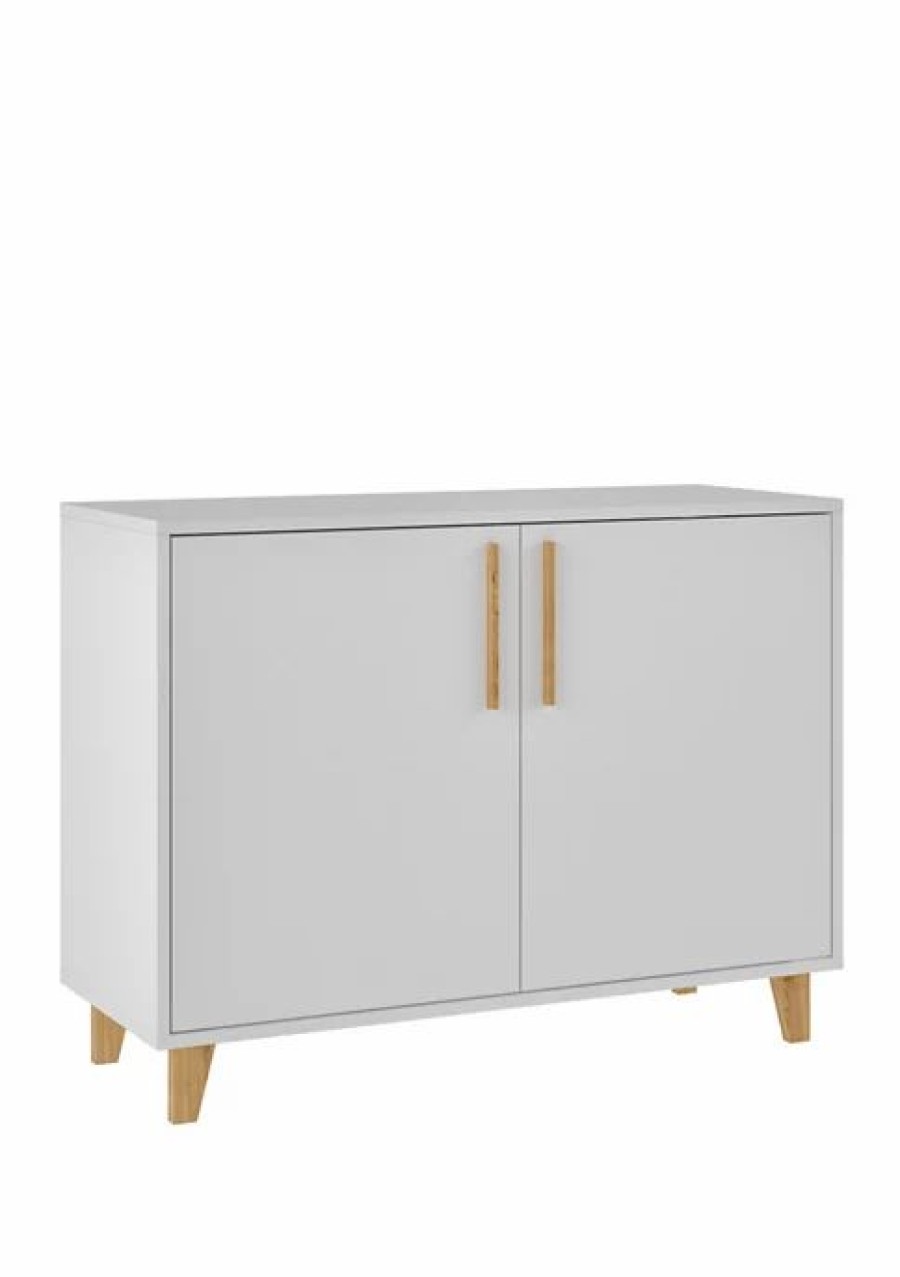 Furniture * | Coupon Manhattan Comfort Herald Double Side Cabinet White