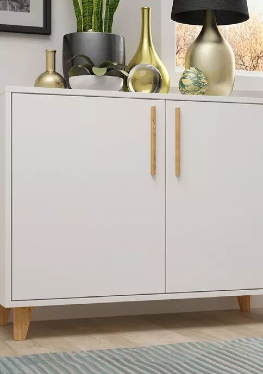 Furniture * | Coupon Manhattan Comfort Herald Double Side Cabinet White