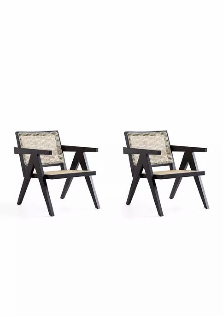 Tv & Media Stands * | Outlet Manhattan Comfort Hamlet Cane Accent Chair Set Of 2