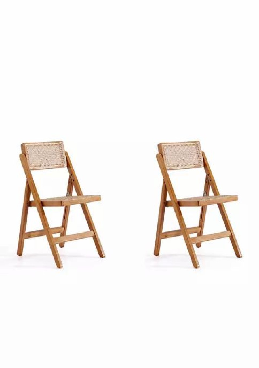 Furniture * | Promo Manhattan Comfort Pullman Cane Dining Folding Chair Set Of 2