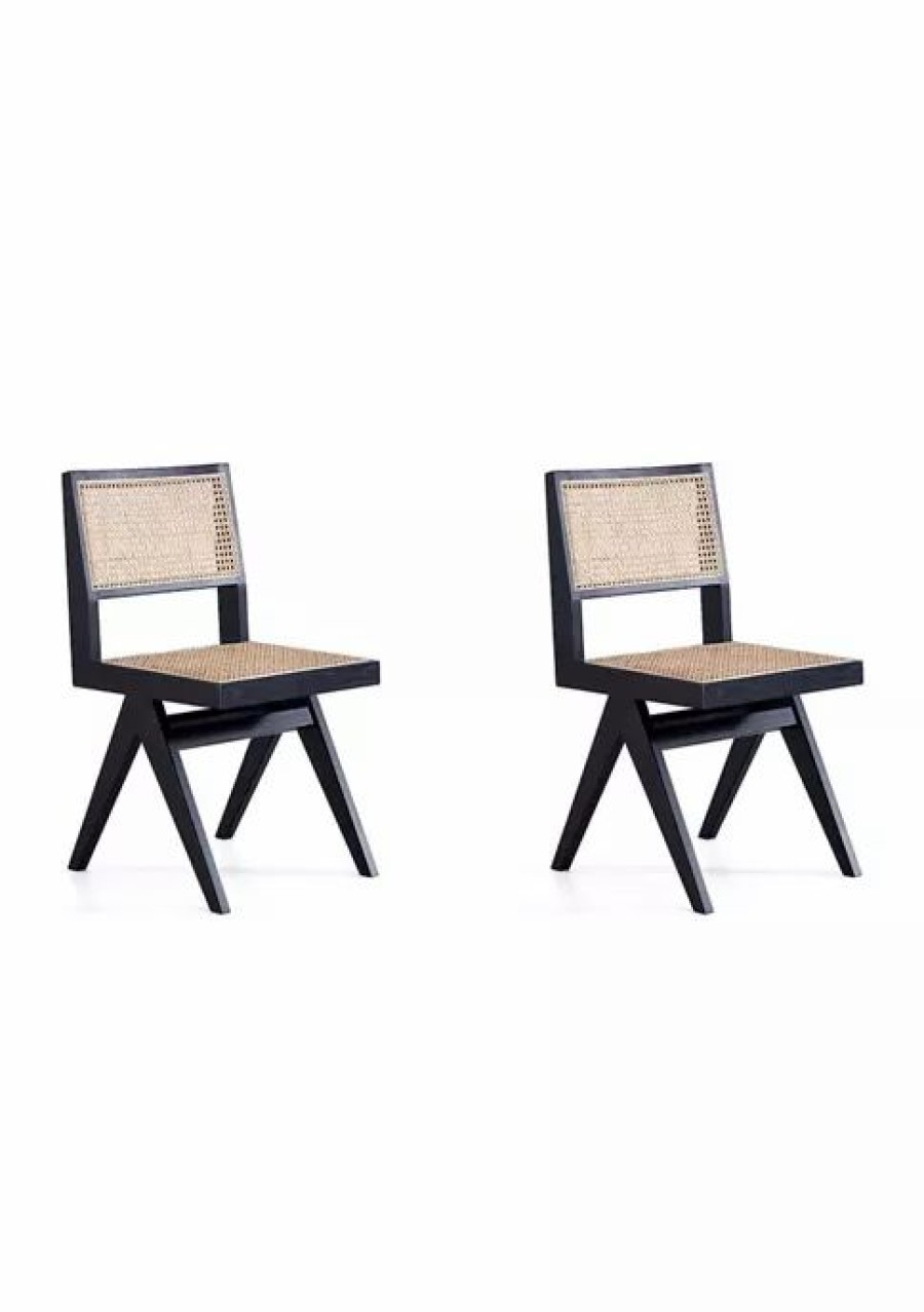 Dining Chairs * | Hot Sale Manhattan Comfort Hamlet Cane Dining Chair Set Of 2