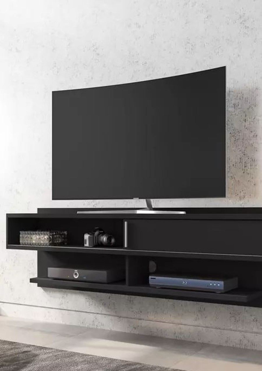 Tv & Media Stands * | Discount Manhattan Comfort 70.86 Inch Astor Floating Entertainment Center 1.0 Black