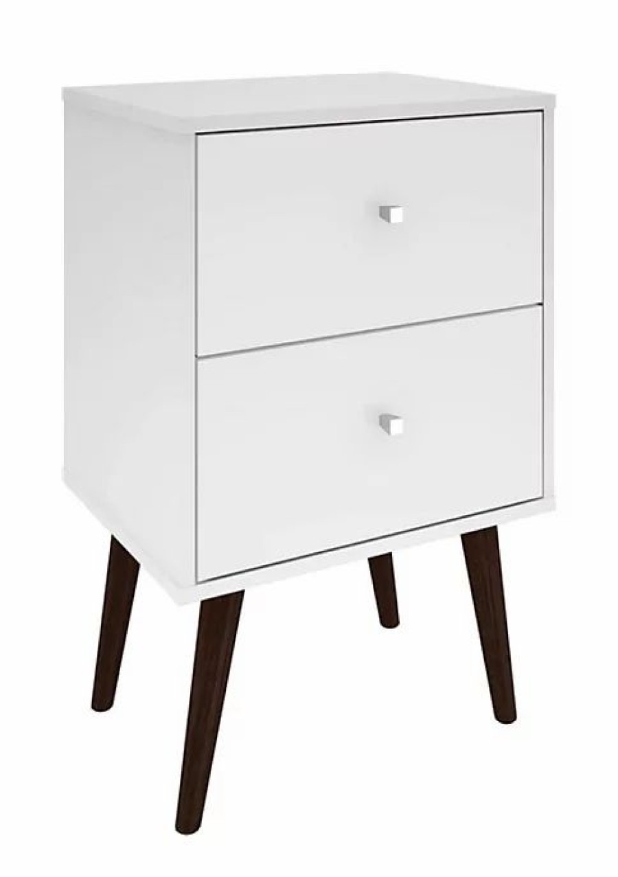 Tv & Media Stands * | Coupon Manhattan Comfort Liberty Mid-Century Modern Nightstand 2.0 In White