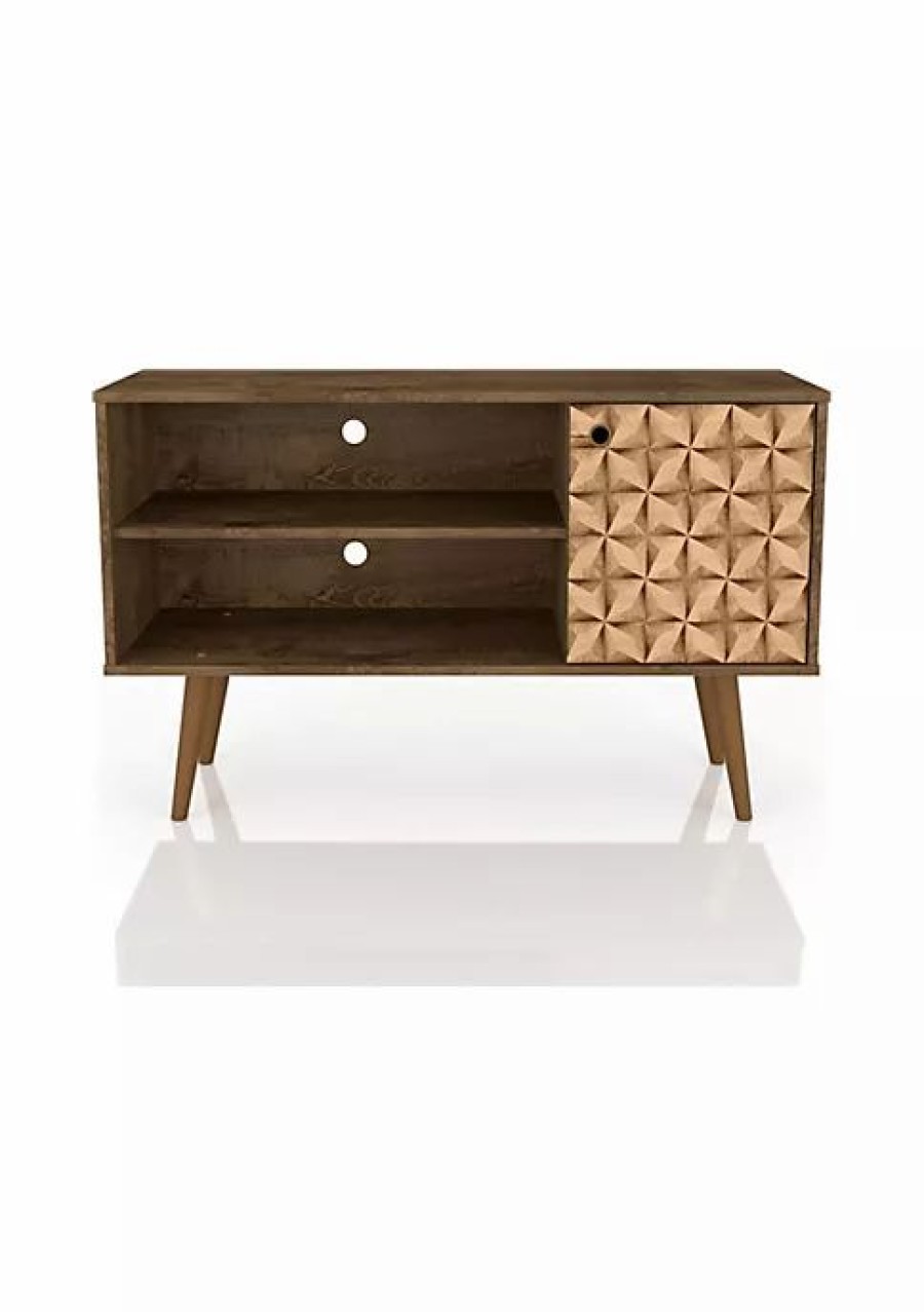 Tv & Media Stands * | Brand New Manhattan Comfort Liberty 42.52 Tv Stand In Rustic Brown And 3D Brown Prints