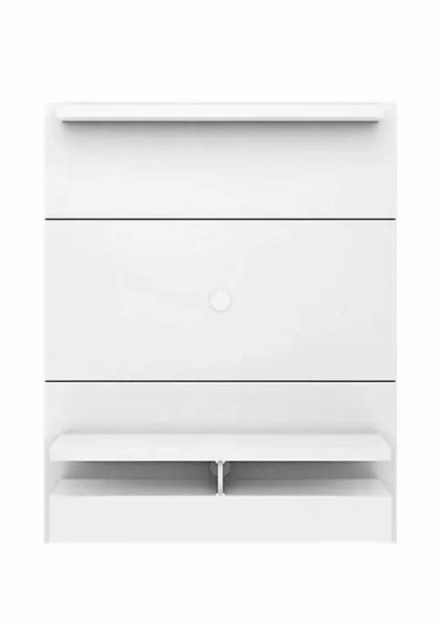 Dressers & Chests * | Cheapest Manhattan Comfort City 1.2 Floating Wall Theater Entertainment Center White Gloss