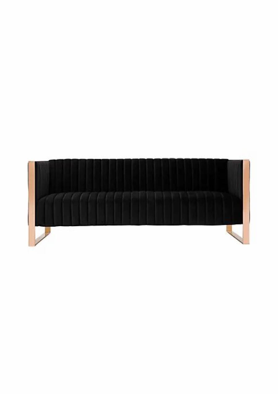 Tv & Media Stands * | Best Reviews Of Manhattan Comfort Trillium Sofa In Black And Rose Gold