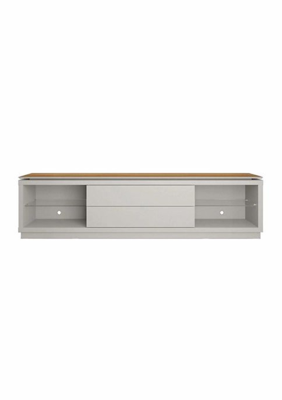 Furniture * | Budget Manhattan Comfort Lincoln 85.43 Inch Tv Stand In Off White And Cinnamon Cinnamon/Off White