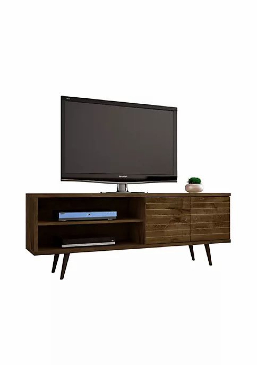 Tv & Media Stands * | Wholesale Manhattan Comfort Liberty 62.99 Mid-Century Modern Tv Stand In Rustic Brown