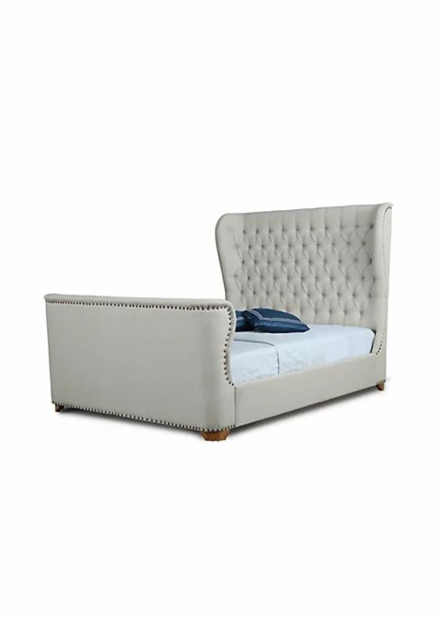 Furniture * | Budget Manhattan Comfort Lola Queen-Size Bed In Ivory