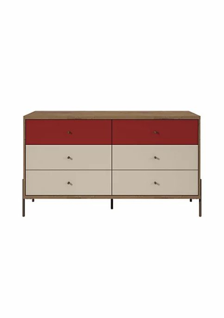 Tv & Media Stands * | Hot Sale Manhattan Comfort Joy 59 Double Dresser In Red