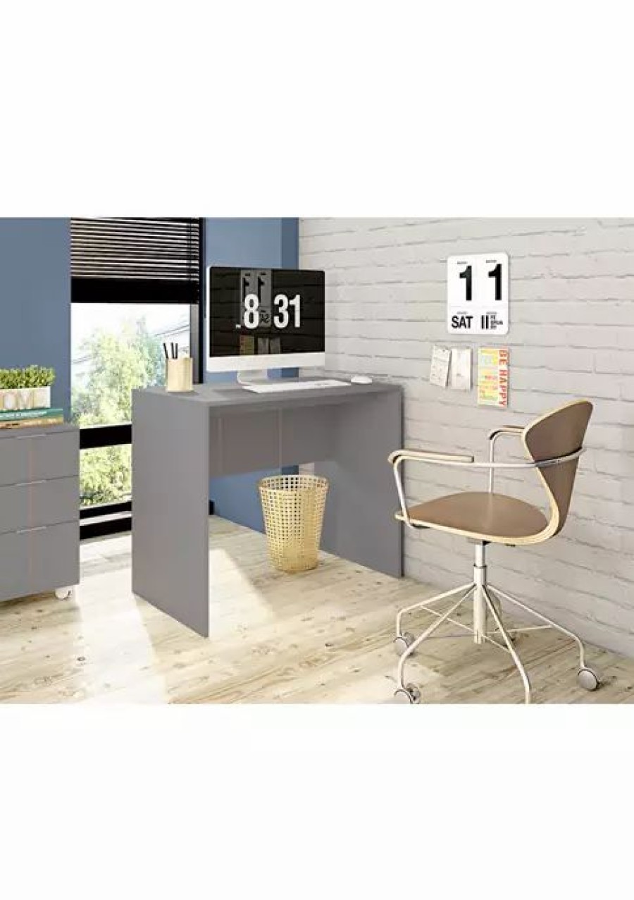 Dressers & Chests * | Best Deal Manhattan Comfort Cornelia 35.54 Inch Desk In White Grey