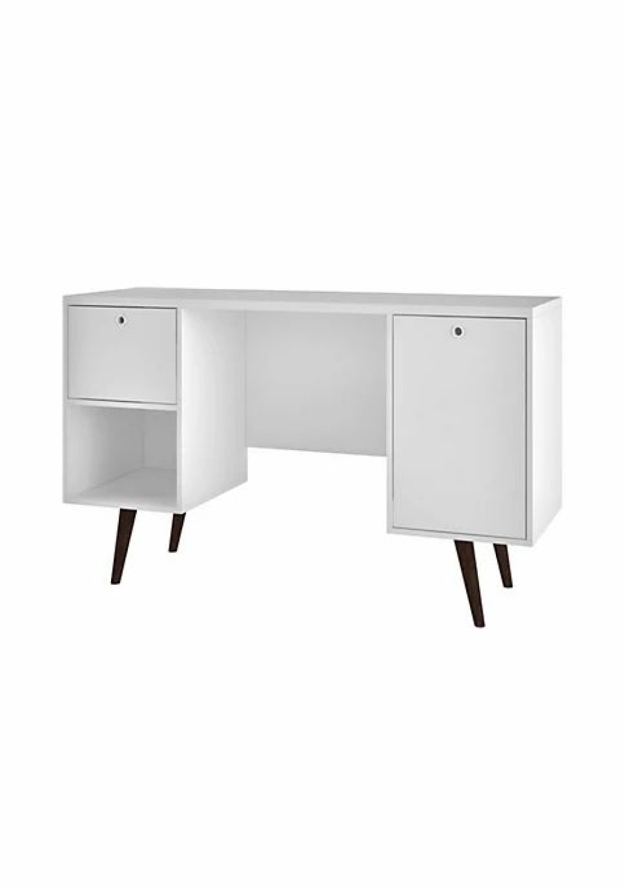 Tv & Media Stands * | Best Pirce Manhattan Comfort Edgar Office Desk In White