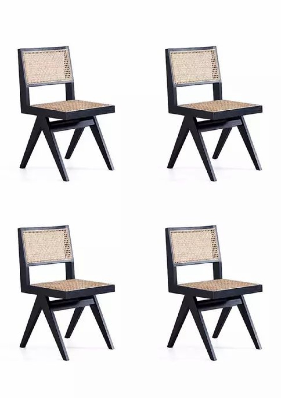 Furniture * | Best Reviews Of Manhattan Comfort Hamlet Cane Dining Chair- Set Of 4