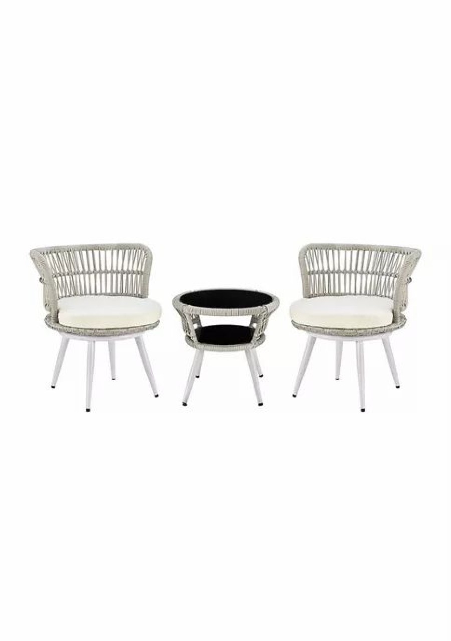 Furniture * | Hot Sale Manhattan Comfort Monaco Patio 2- Person Seating Group With End Table