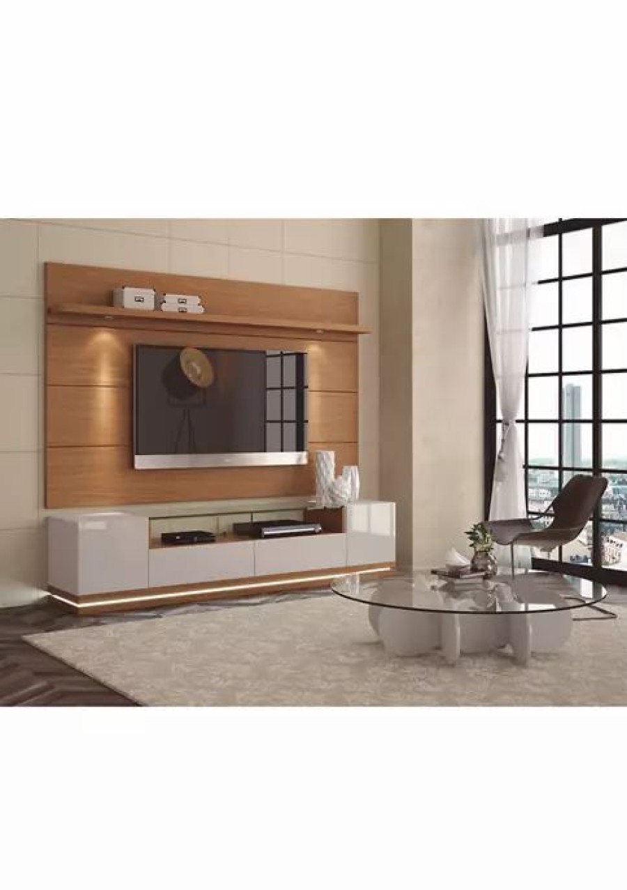 Tv & Media Stands * | Cheap Manhattan Comfort Vanderbilt Tv Stand And Cabrini 2.2 Floating Wall Tv Panel