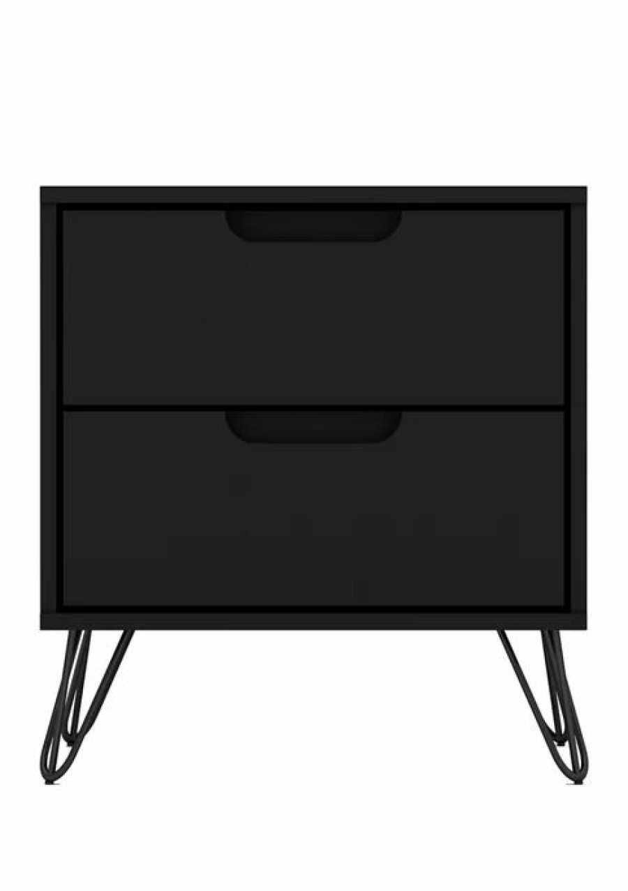 Furniture * | Flash Sale Manhattan Comfort Rockefeller 2.0 Nightstand Black