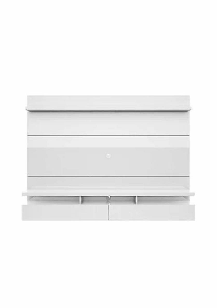 Dressers & Chests * | Deals Manhattan Comfort City 2.2 Floating Wall Theater Entertainment Center In White Gloss