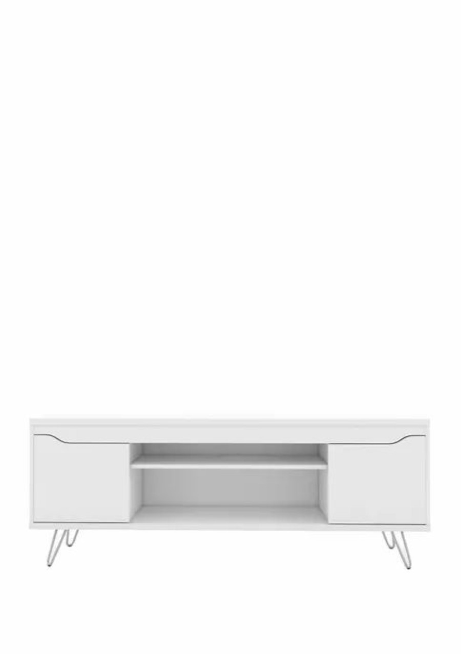 Furniture * | Best Sale Manhattan Comfort Baxter 62.99 Inch Tv Stand White