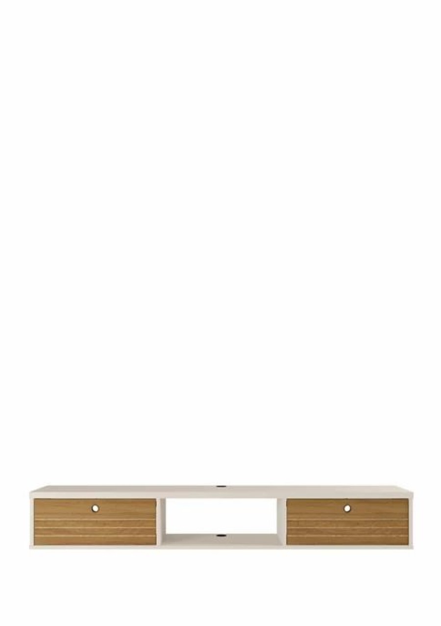 Furniture * | Best Pirce Manhattan Comfort Liberty 62.99 Inch Floating Entertainment Center Off White/Cinnamon