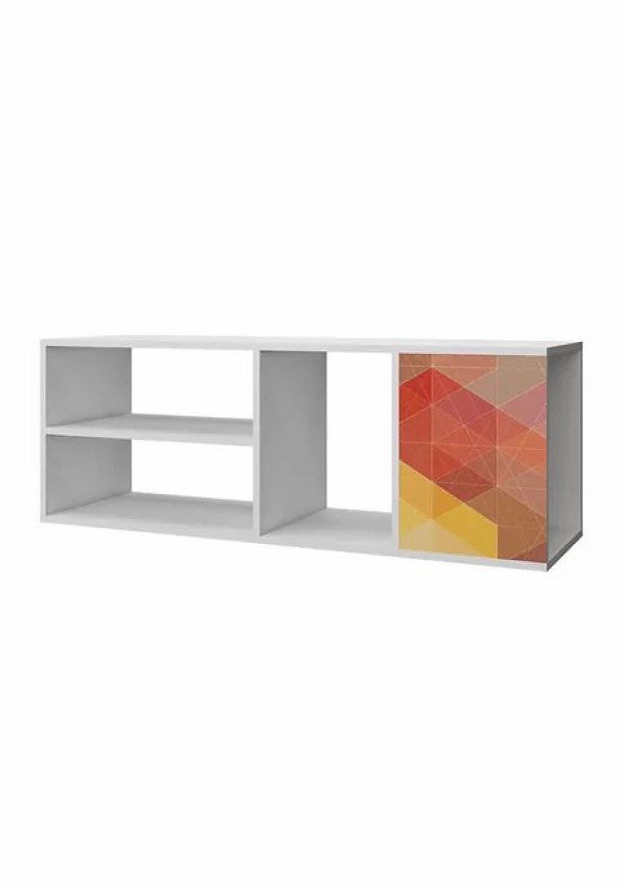 Furniture * | Promo Manhattan Comfort Minetta 46 Floating Entertainment Center White Red Yellow