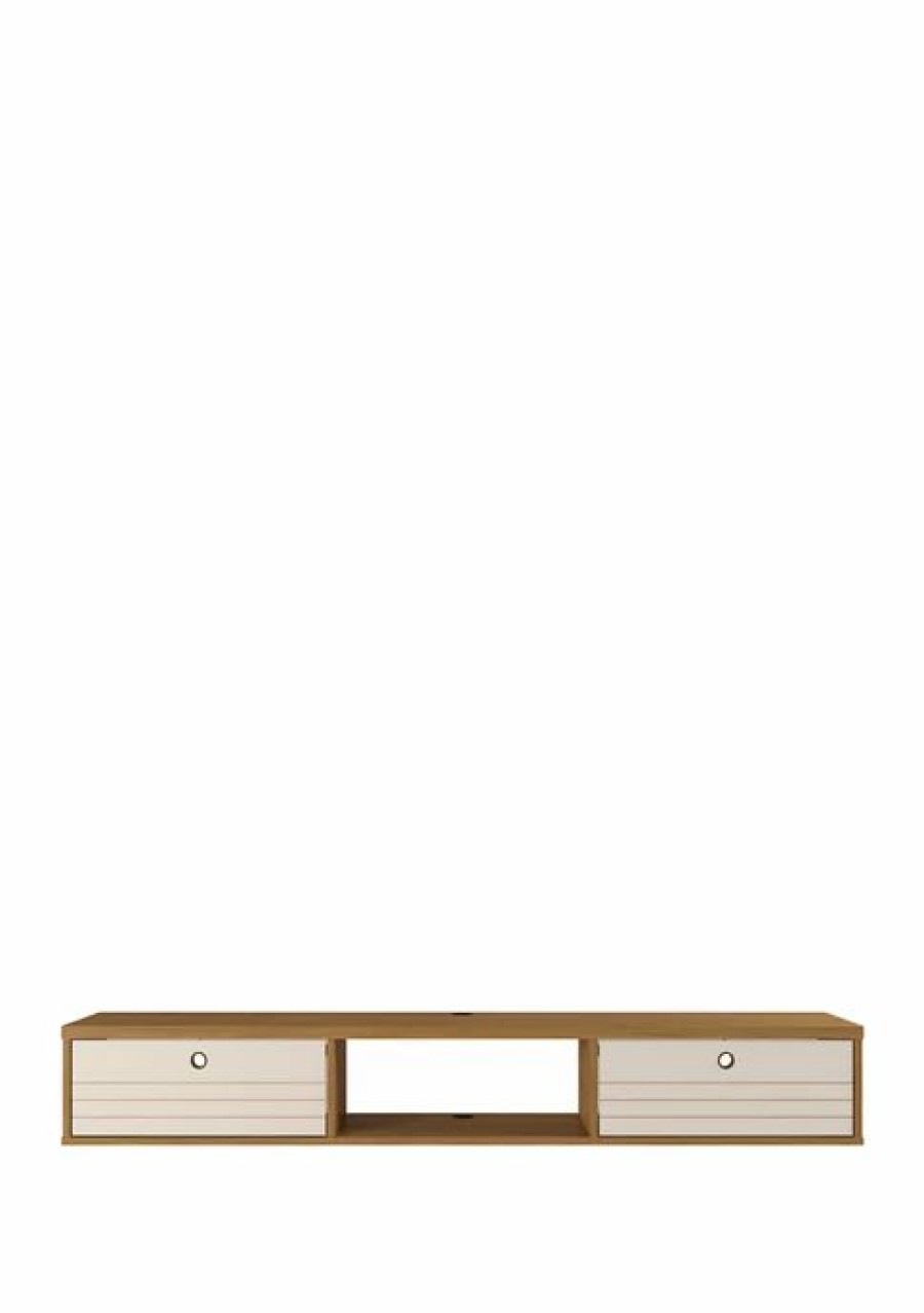 Furniture * | Cheapest Manhattan Comfort 62.99 Inch Liberty Floating Office Desk Cinnamon/Off White