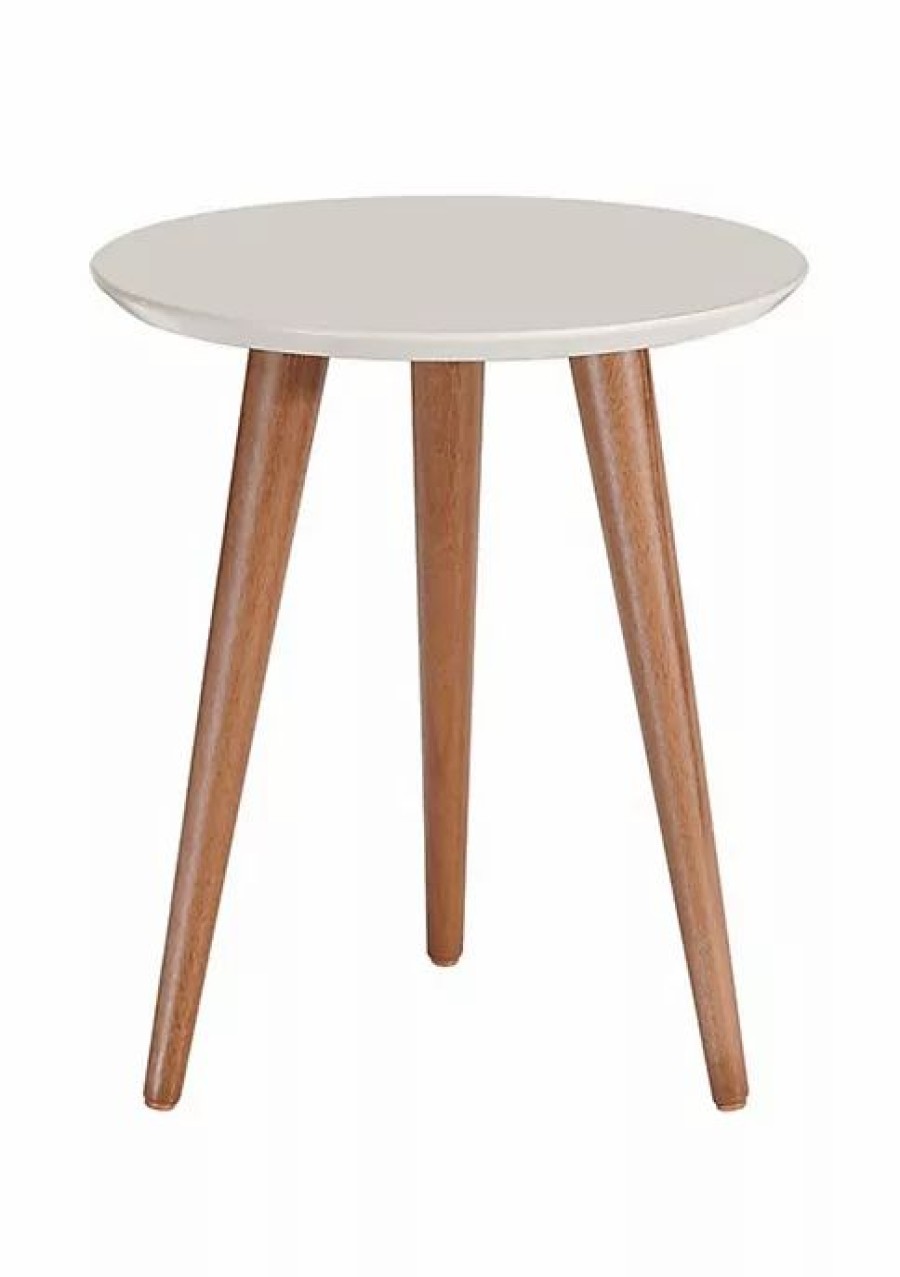 Tv & Media Stands * | Cheapest Manhattan Comfort Moore Round End Table Off White