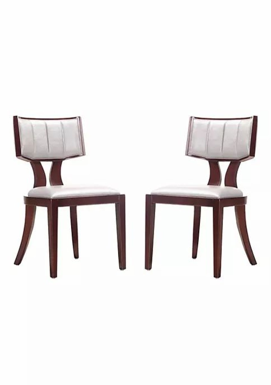 Furniture * | Top 10 Manhattan Comfort Pulitzer Dining Chair (Set Of Two) In And Walnut Silver