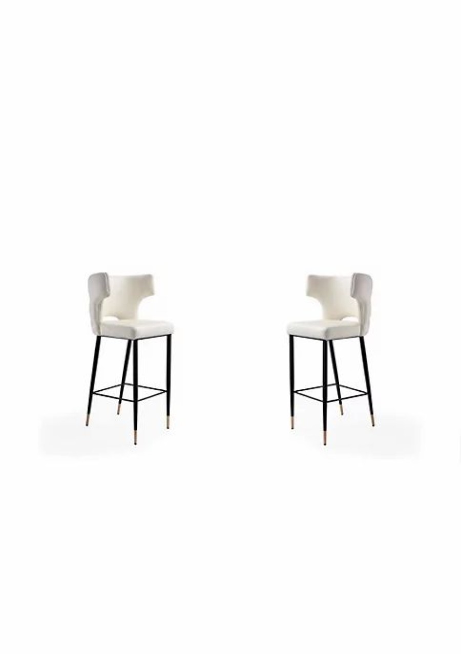 Furniture * | Flash Sale Manhattan Comfort Holguin Barstool In Cream, Black And Gold Multi