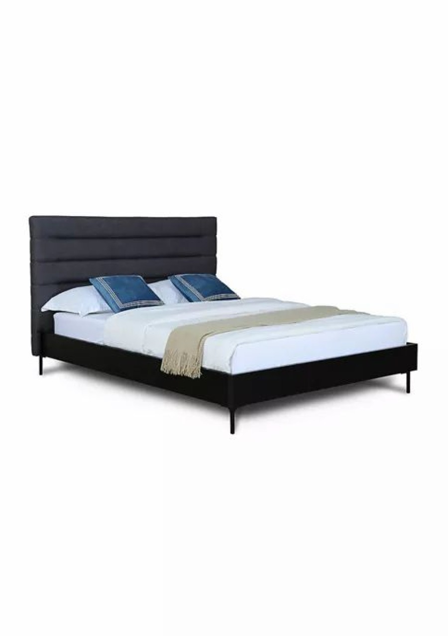 Furniture * | Best Deal Manhattan Comfort Schwamm Queen Bed Grey