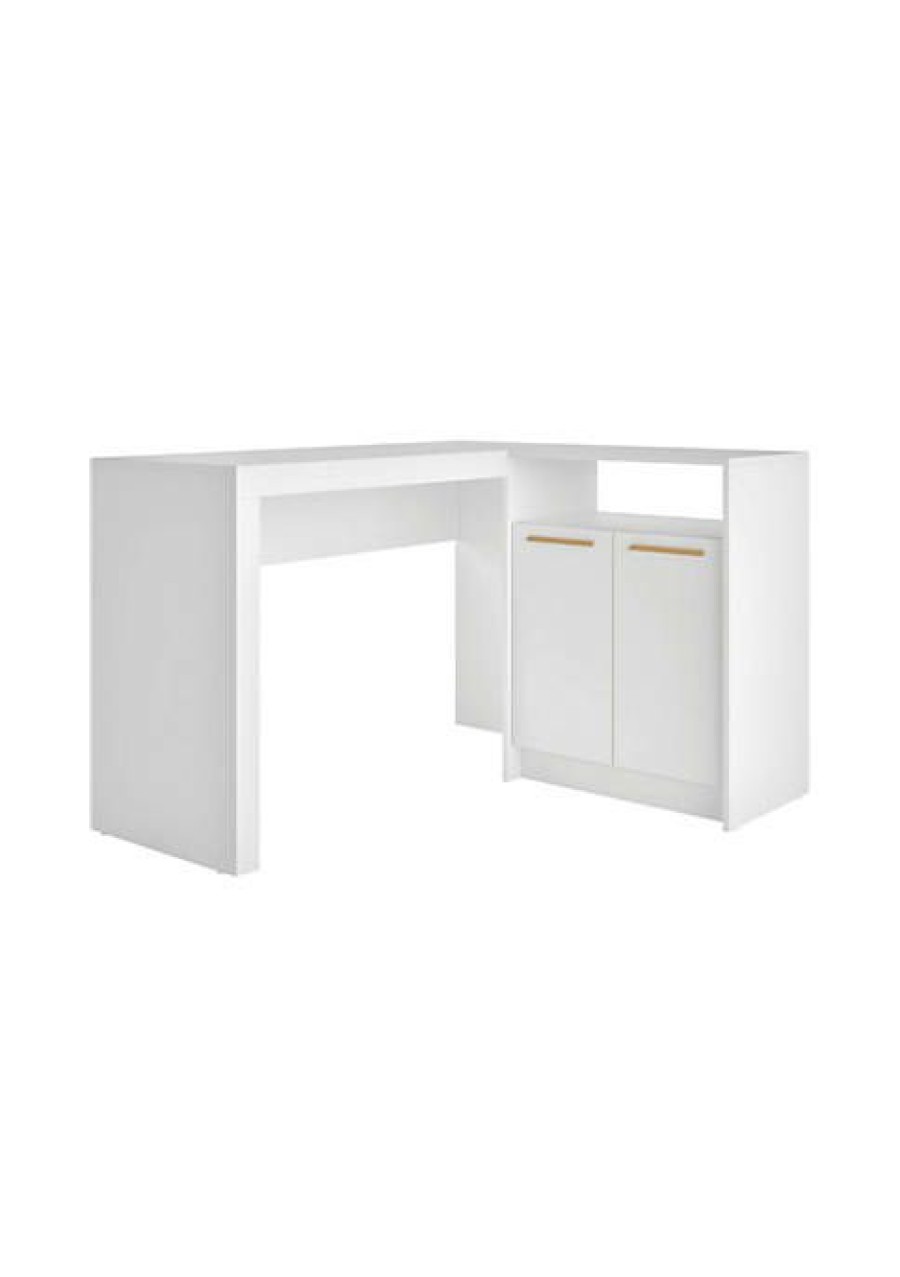 Tv & Media Stands * | Budget Manhattan Comfort Kalmar L -Shaped Office Desk In White