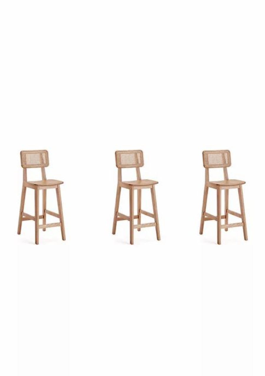 Furniture * | Coupon Manhattan Comfort Versailles Cane Counter Stool Set Of 3