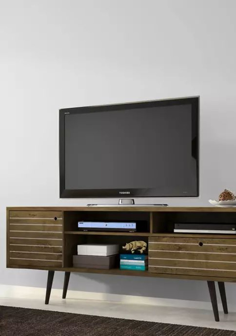 Furniture * | Best Sale Manhattan Comfort 70.86 Inch Liberty Tv Stand Rustic Brown