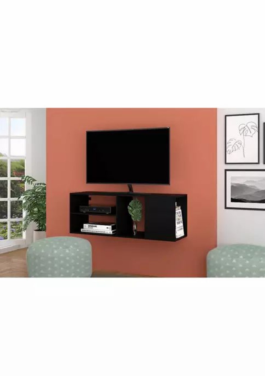 Furniture * | Deals Manhattan Comfort Minetta Floating Entertainment Center Black