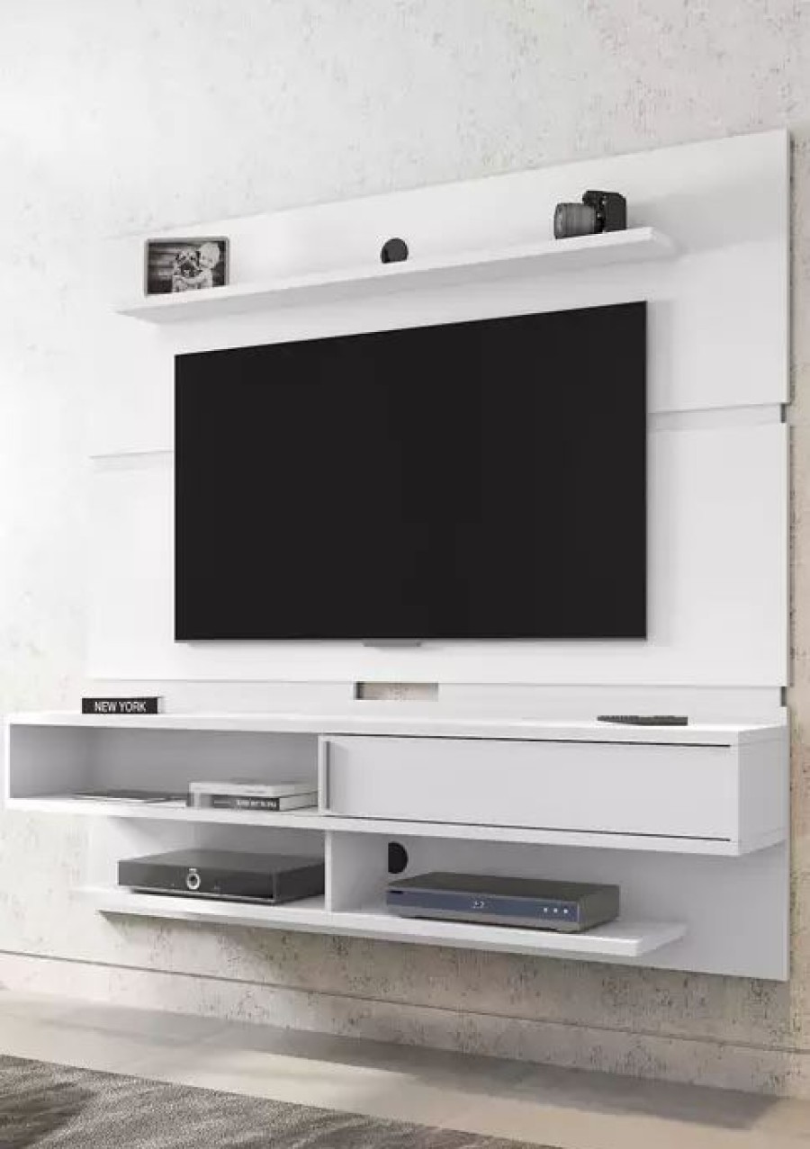 Furniture * | Best Sale Manhattan Comfort 70.86 Inch Astor Floating Entertainment Center 2.0 White